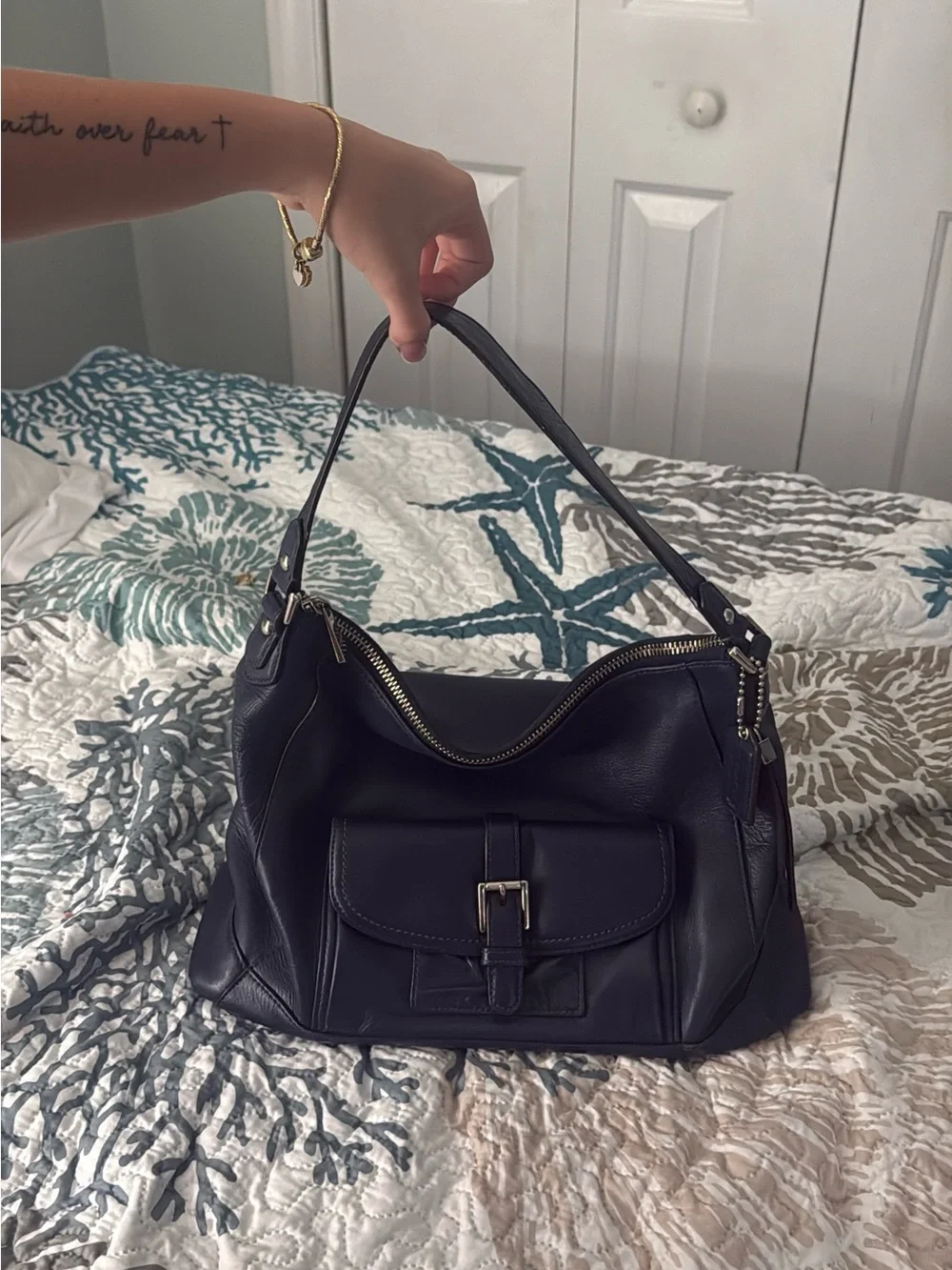 Coach Navy blue Leather Shoulder Bag - Timeless Women's Handbag